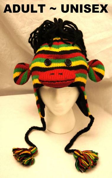 REGGAE SOCK MONKEY HAT knit ADULT