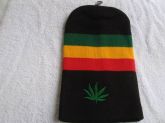 SKULLY~WEED~BLACK~HAT~SKI~LEAF~RASTA~REGGAE~